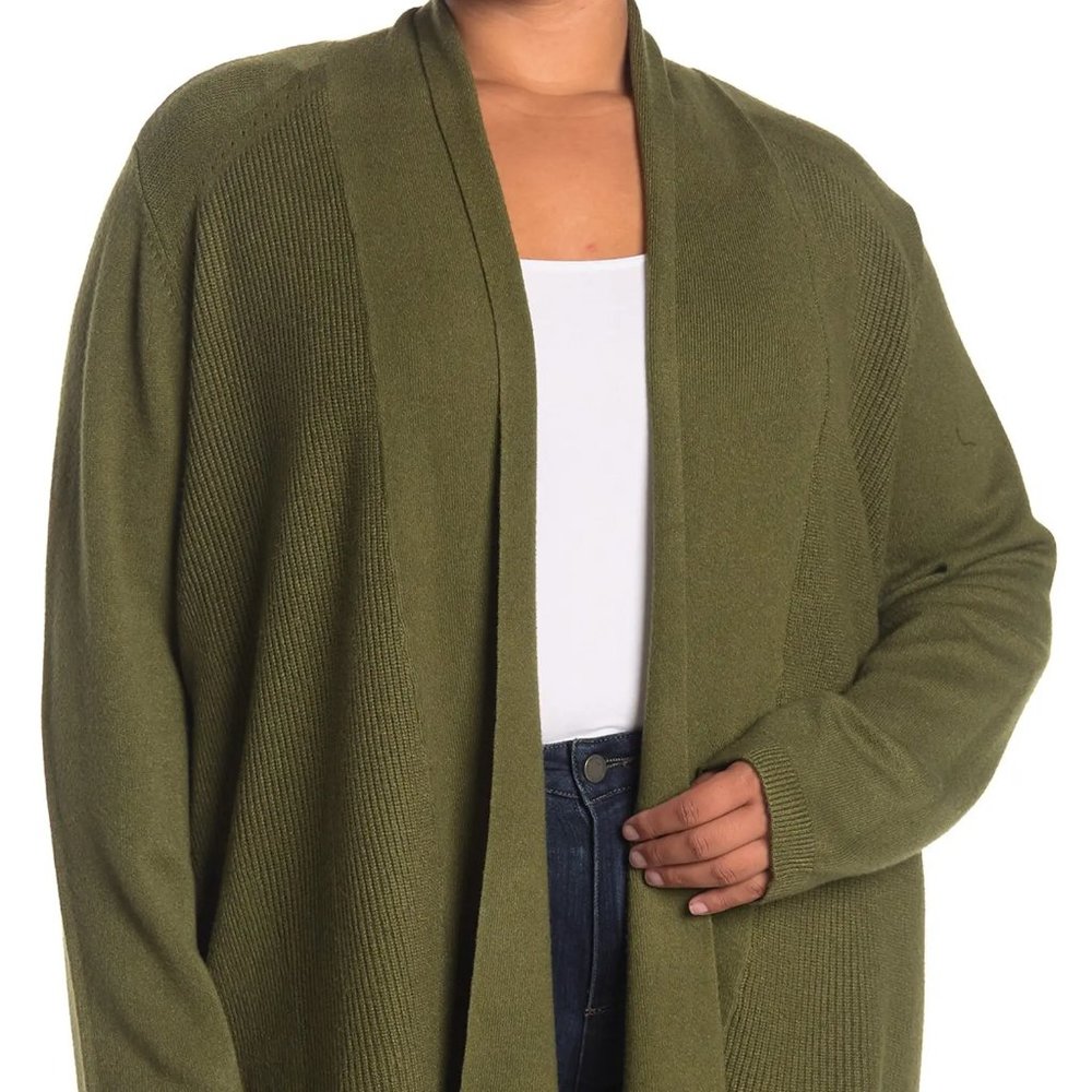 New Devotion By Cyrus Shawl Collar Cardigan Green Palmetto Size 1X